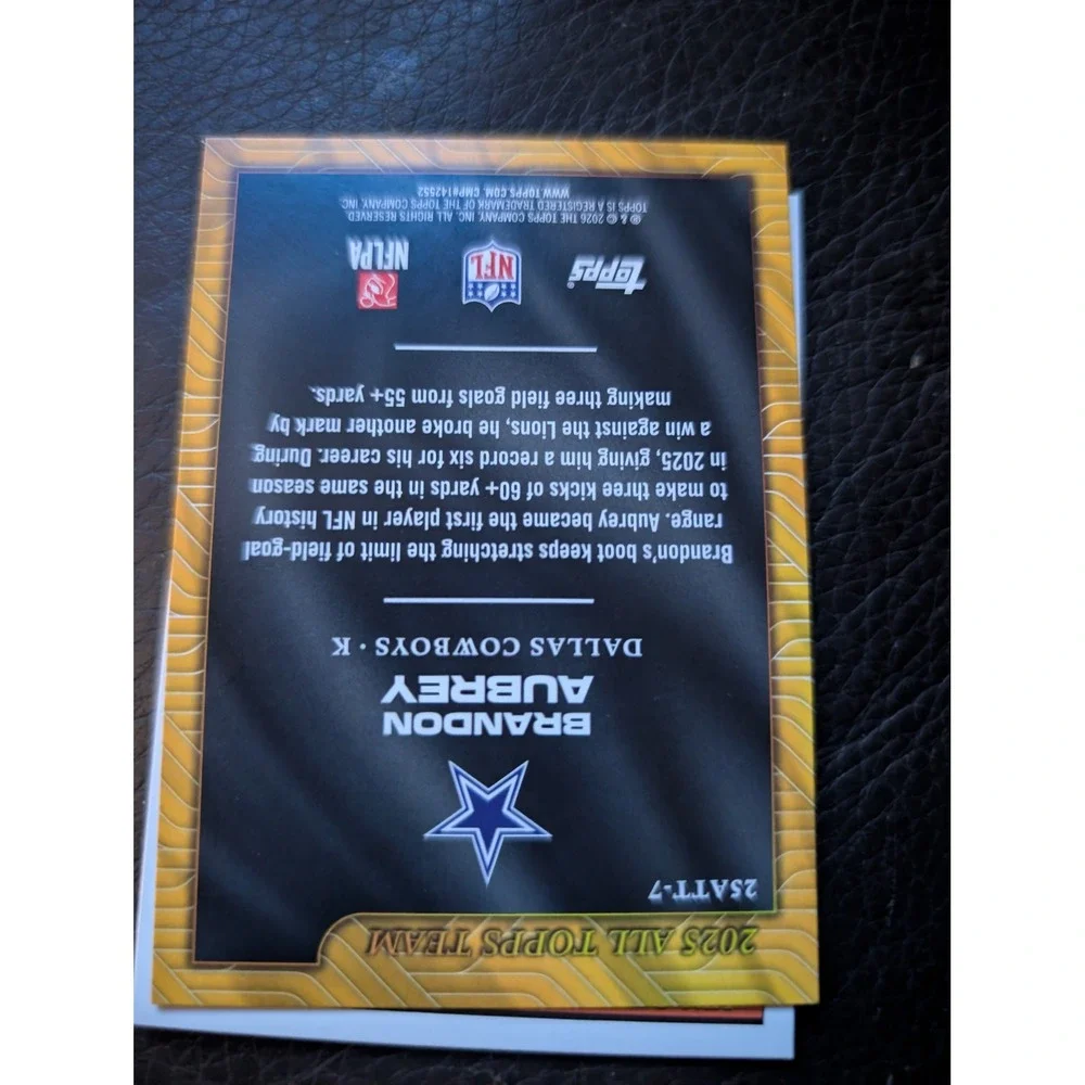 2025 Topps Brandon Aubrey Dallas Cowboys All Topps Team Insert Card 25ATT-7